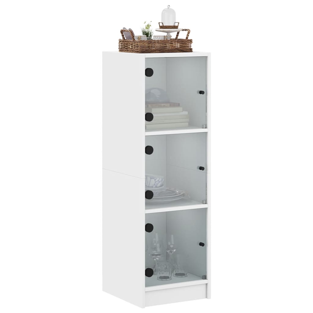Visoka komoda sa staklenim vratima bijela 35 x 37 x 109 cm
