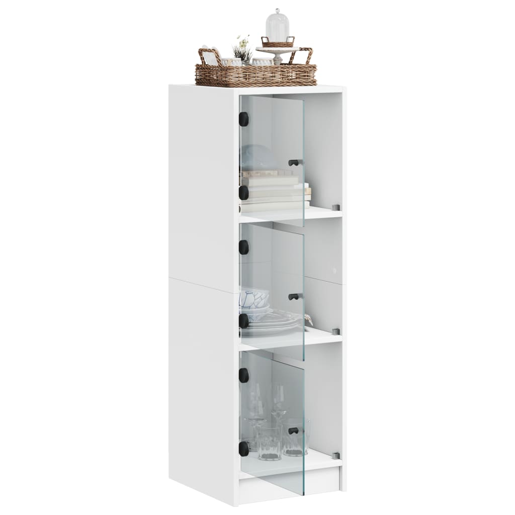 Visoka komoda sa staklenim vratima bijela 35 x 37 x 109 cm