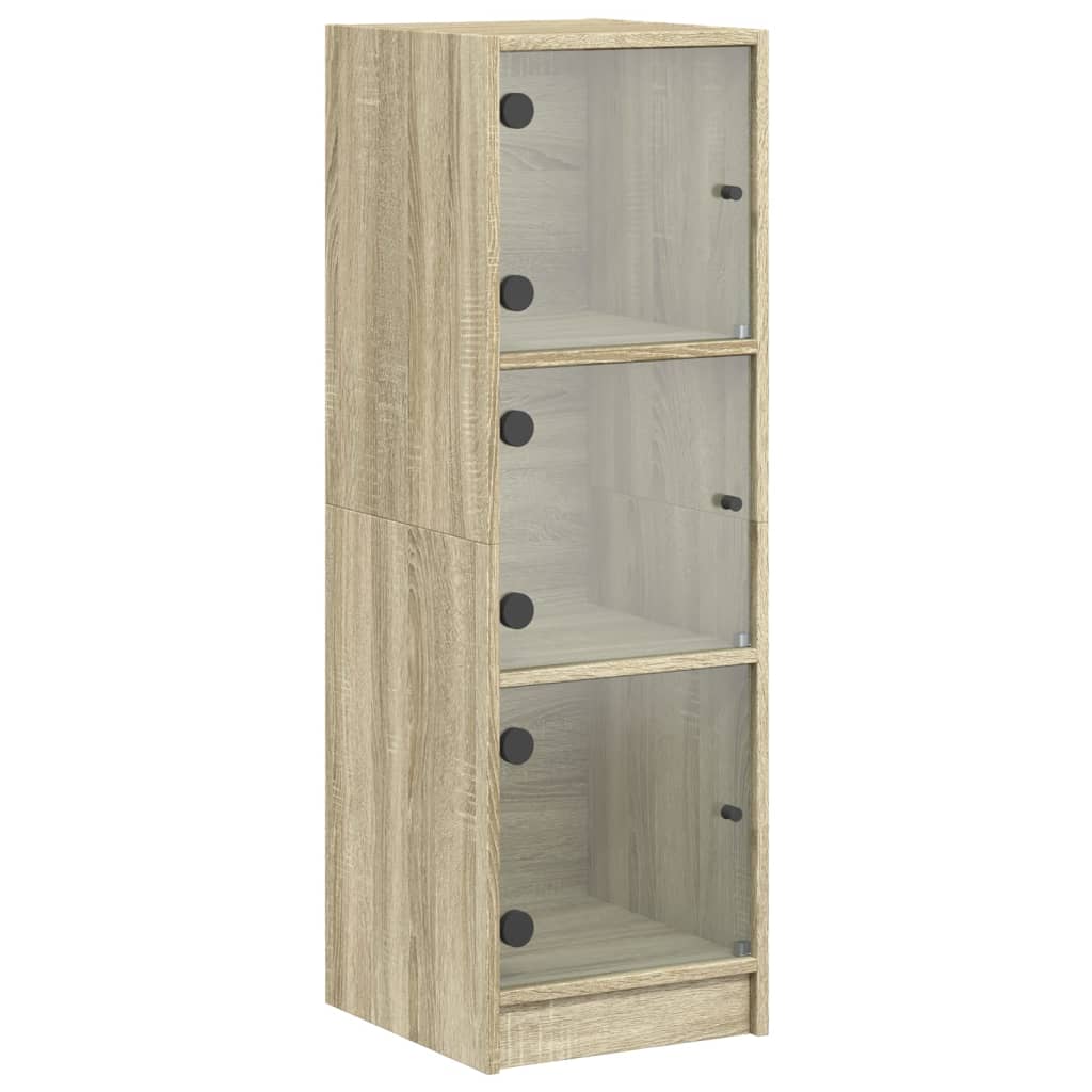 Visoka komoda sa staklenim vratima boja hrasta 35 x 37 x 109 cm