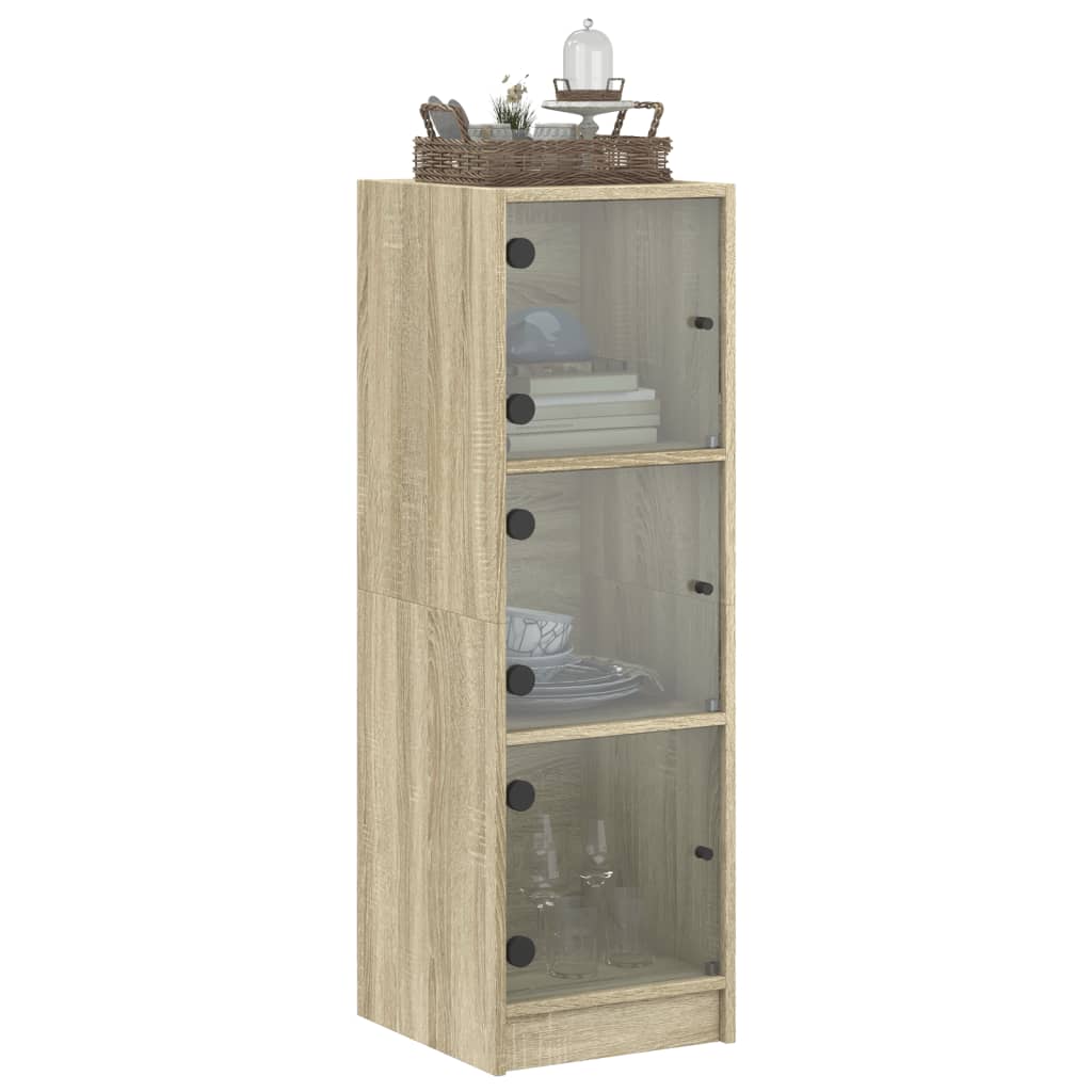 Visoka komoda sa staklenim vratima boja hrasta 35 x 37 x 109 cm