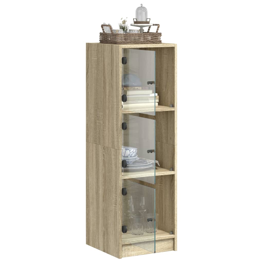 Visoka komoda sa staklenim vratima boja hrasta 35 x 37 x 109 cm