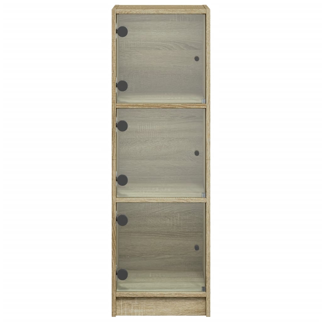 Visoka komoda sa staklenim vratima boja hrasta 35 x 37 x 109 cm