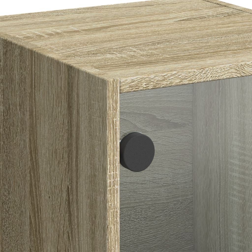 Visoka komoda sa staklenim vratima boja hrasta 35 x 37 x 109 cm Smeđa