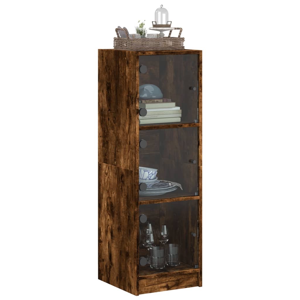 Visoka komoda sa staklenim vratima boja hrasta 35 x 37 x 109 cm