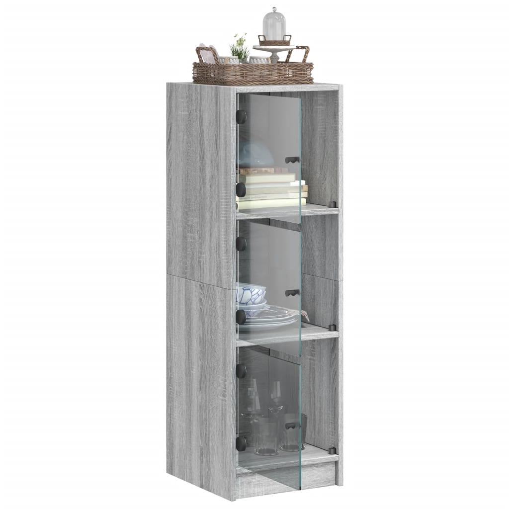 Visoka komoda sa staklenim vratima boja hrasta 35 x 37 x 109 cm