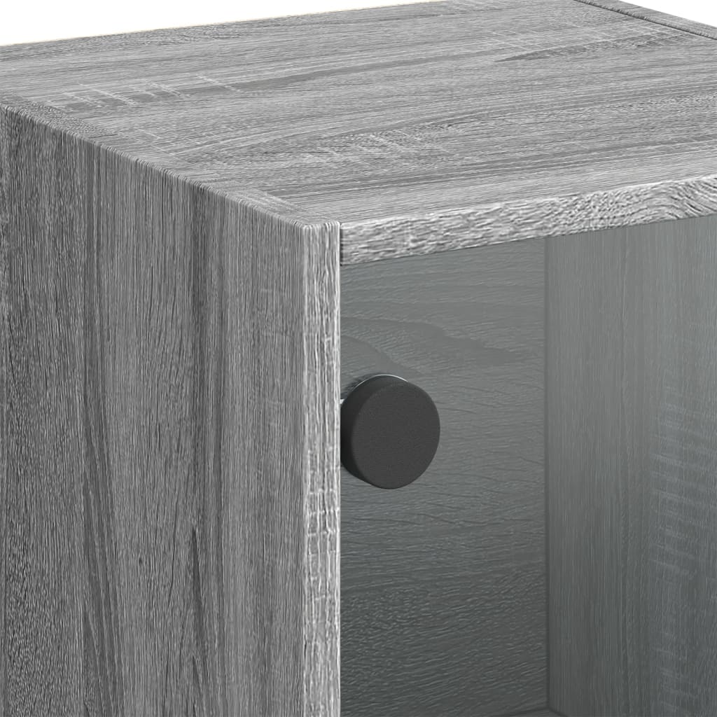 Visoka komoda sa staklenim vratima boja hrasta 35 x 37 x 109 cm
