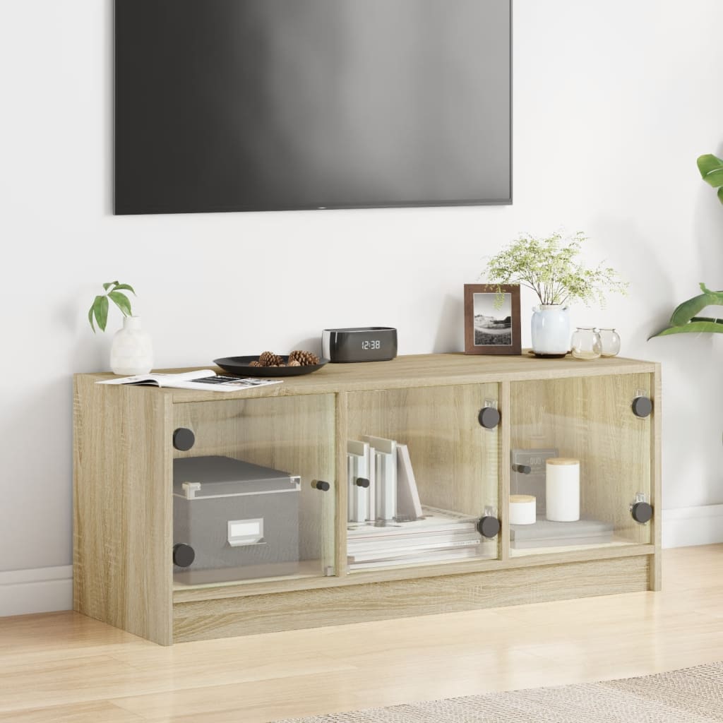 TV ormarić sa staklenim vratima boja hrasta sonome 102x37x42 cm