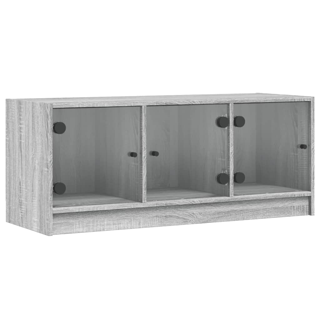 TV ormarić sa staklenim vratima siva boja hrasta 102x37x42 cm