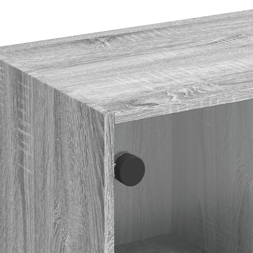 TV ormarić sa staklenim vratima siva boja hrasta 102x37x42 cm