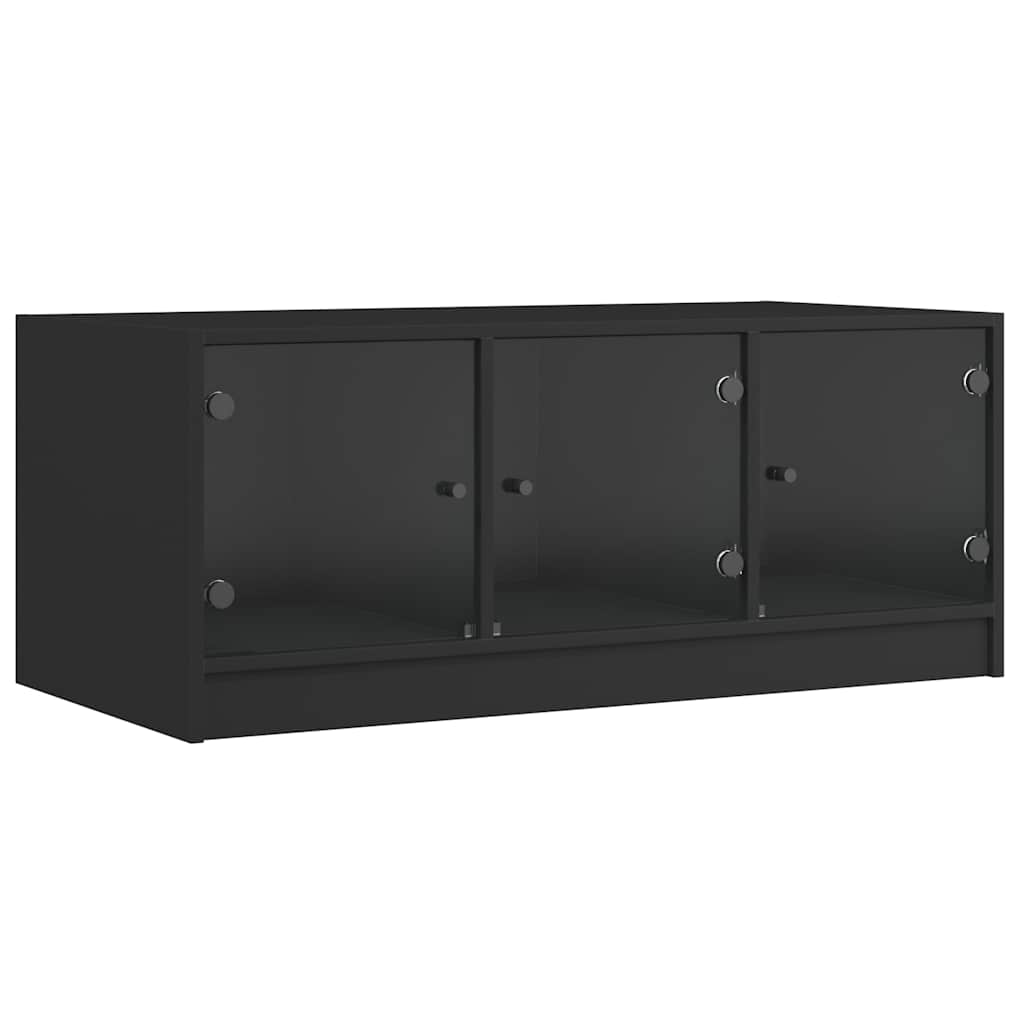 Stolić za kavu sa staklenim vratima crni 102 x 50 x 42 cm
