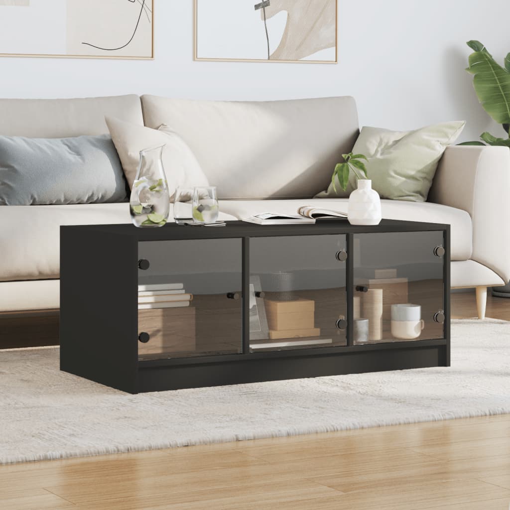 Stolić za kavu sa staklenim vratima crni 102 x 50 x 42 cm
