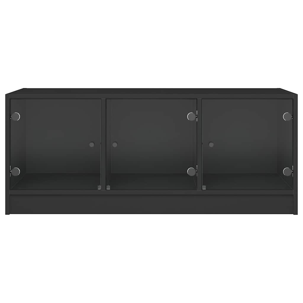 Stolić za kavu sa staklenim vratima crni 102 x 50 x 42 cm