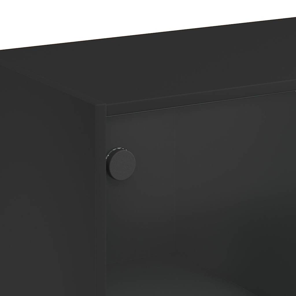 Stolić za kavu sa staklenim vratima crni 102 x 50 x 42 cm