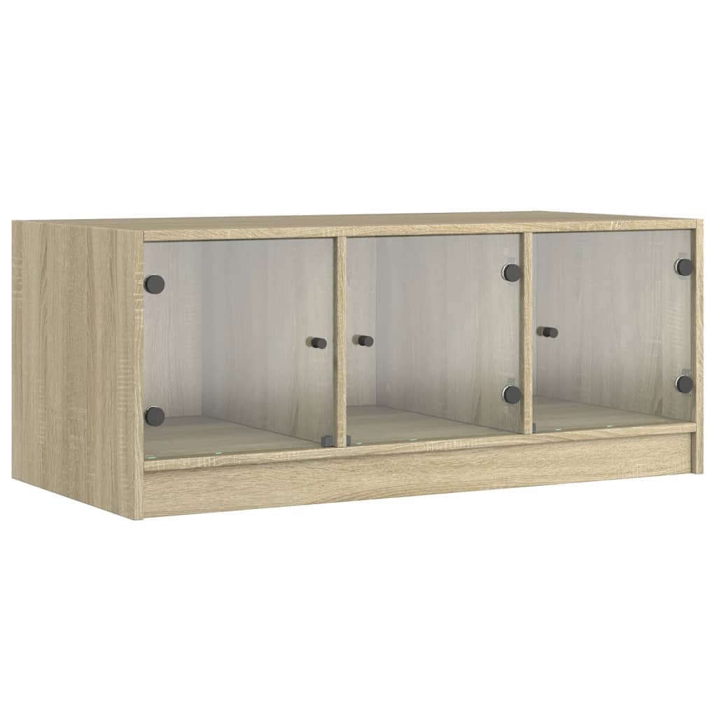Stolić za kavu sa staklenim vratima boja hrasta 102x50x42 cm