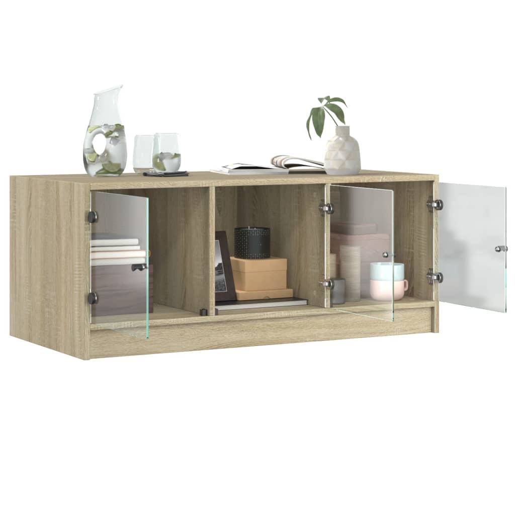 Stolić za kavu sa staklenim vratima boja hrasta 102x50x42 cm