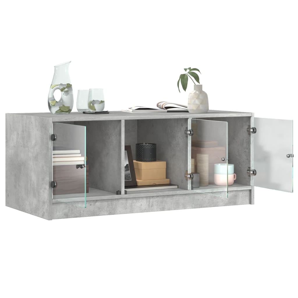 Stolić za kavu sa staklenim vratima boja betona 102x50x42 cm