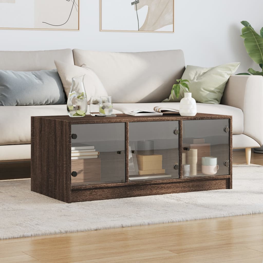 Stolić za kavu sa staklenim vratima boja hrasta 102x50x42 cm