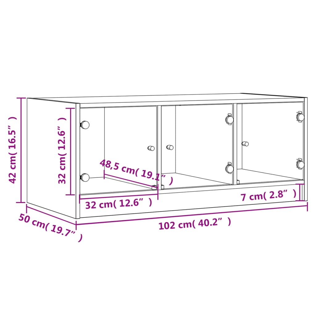 Stolić za kavu sa staklenim vratima boja hrasta 102x50x42 cm