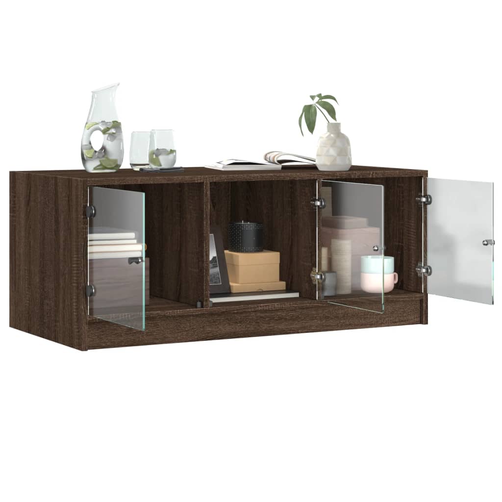 Stolić za kavu sa staklenim vratima boja hrasta 102x50x42 cm