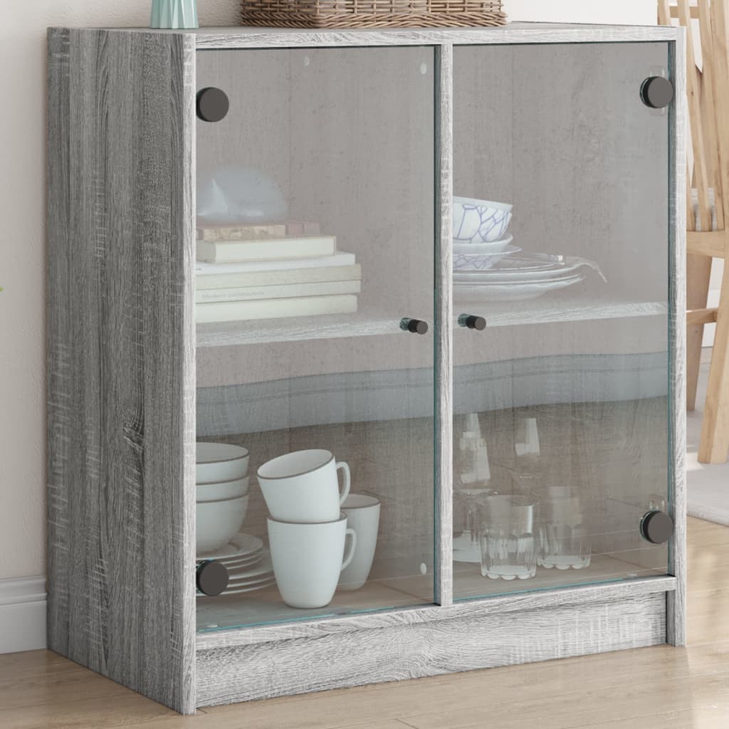 Bočni ormarić sa staklenim vratima boja hrasta 68x37x75,5 cm