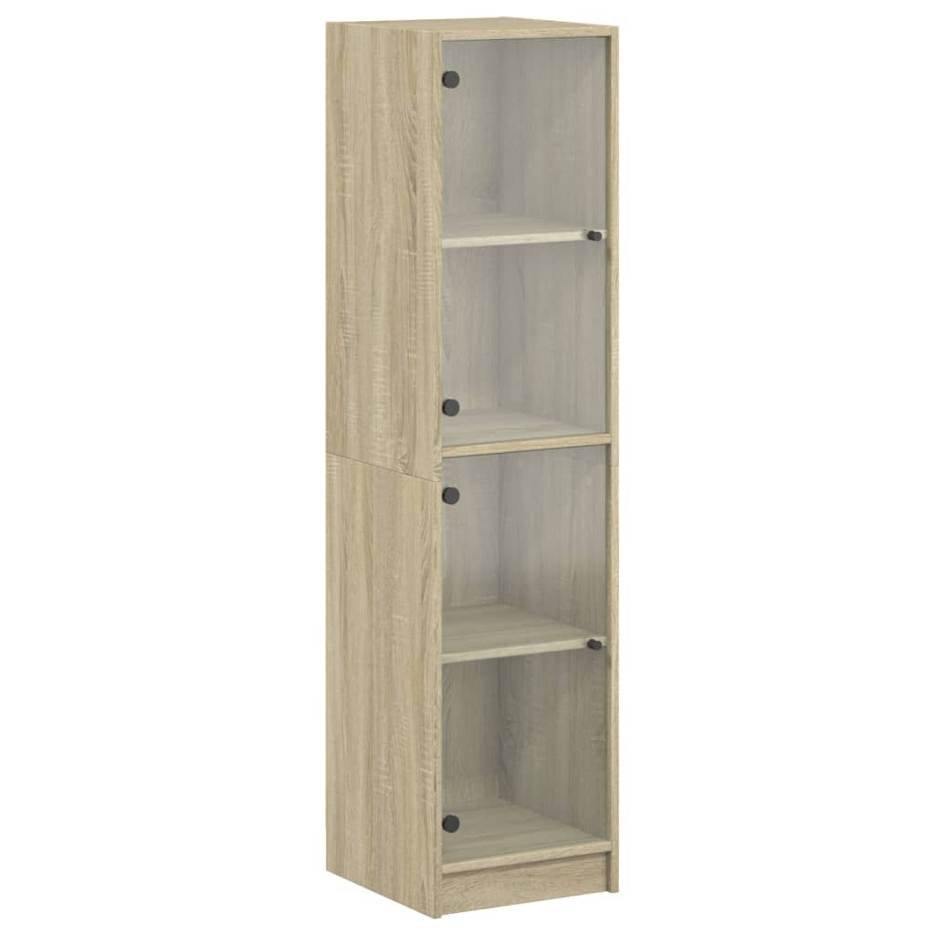 Visoka komoda sa staklenim vratima boja hrasta 35 x 37 x 142 cm