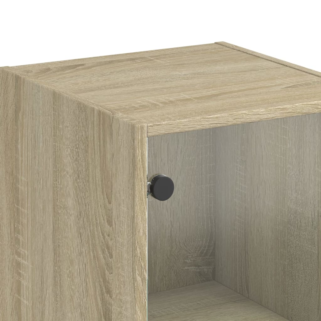 Visoka komoda sa staklenim vratima boja hrasta 35 x 37 x 142 cm