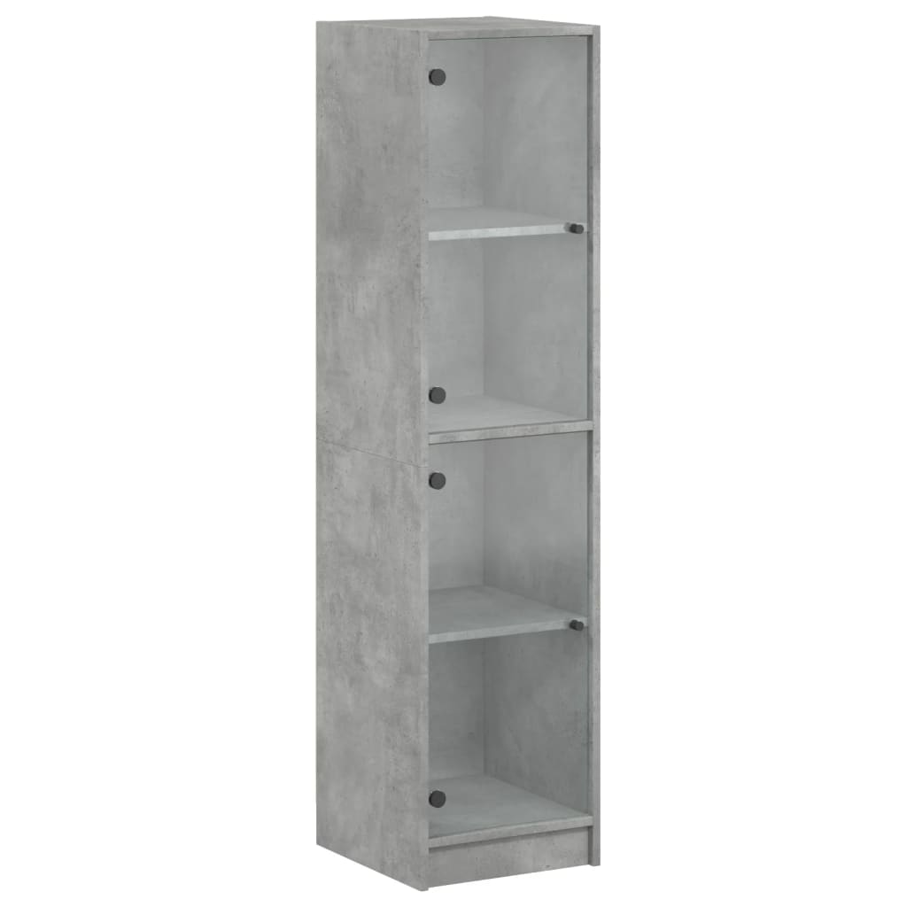 Visoka komoda sa staklenim vratima boja betona 35 x 37 x 142 cm