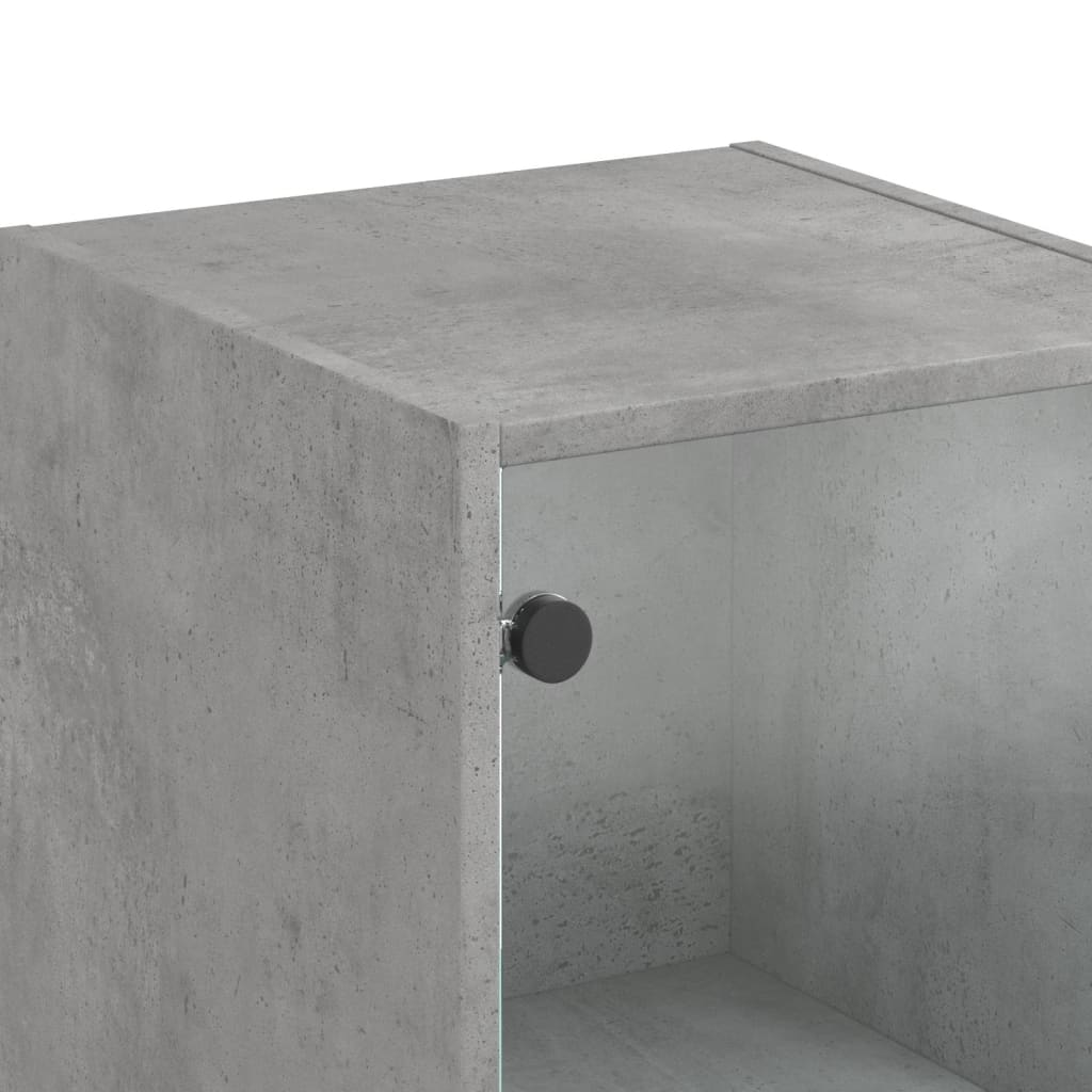 Visoka komoda sa staklenim vratima boja betona 35 x 37 x 142 cm