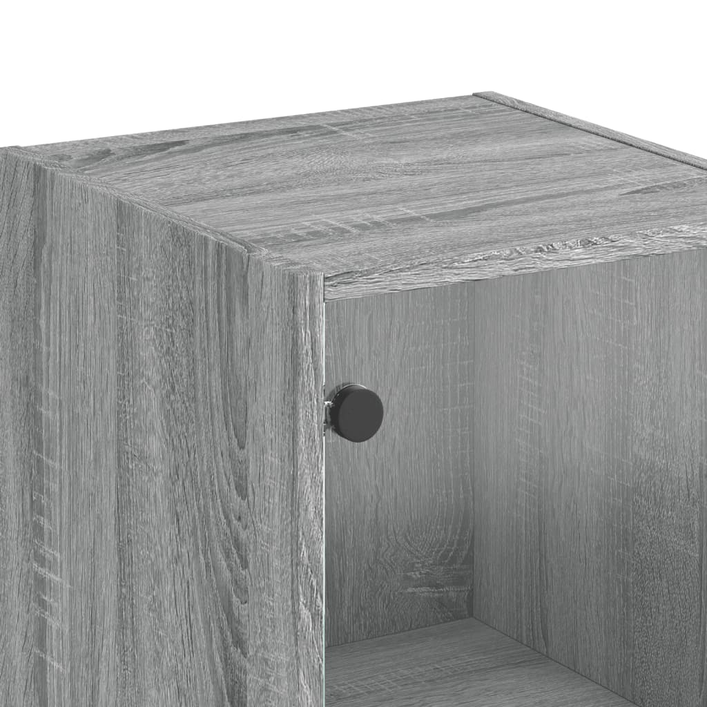 Visoka komoda sa staklenim vratima boja hrasta 35 x 37 x 142 cm