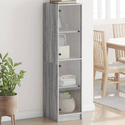 Visoka komoda sa staklenim vratima boja hrasta 35 x 37 x 142 cm
