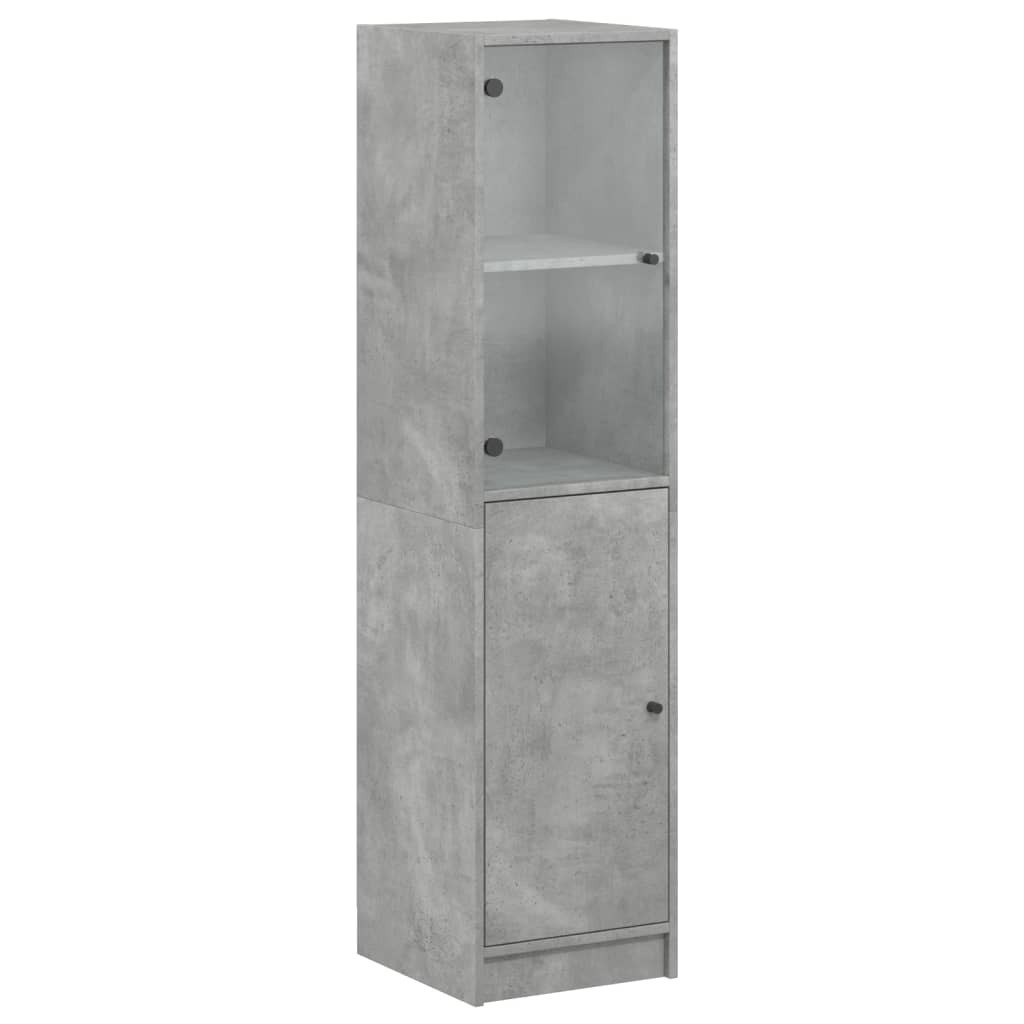 Visoka komoda sa staklenim vratima boja betona 35 x 37 x 142 cm