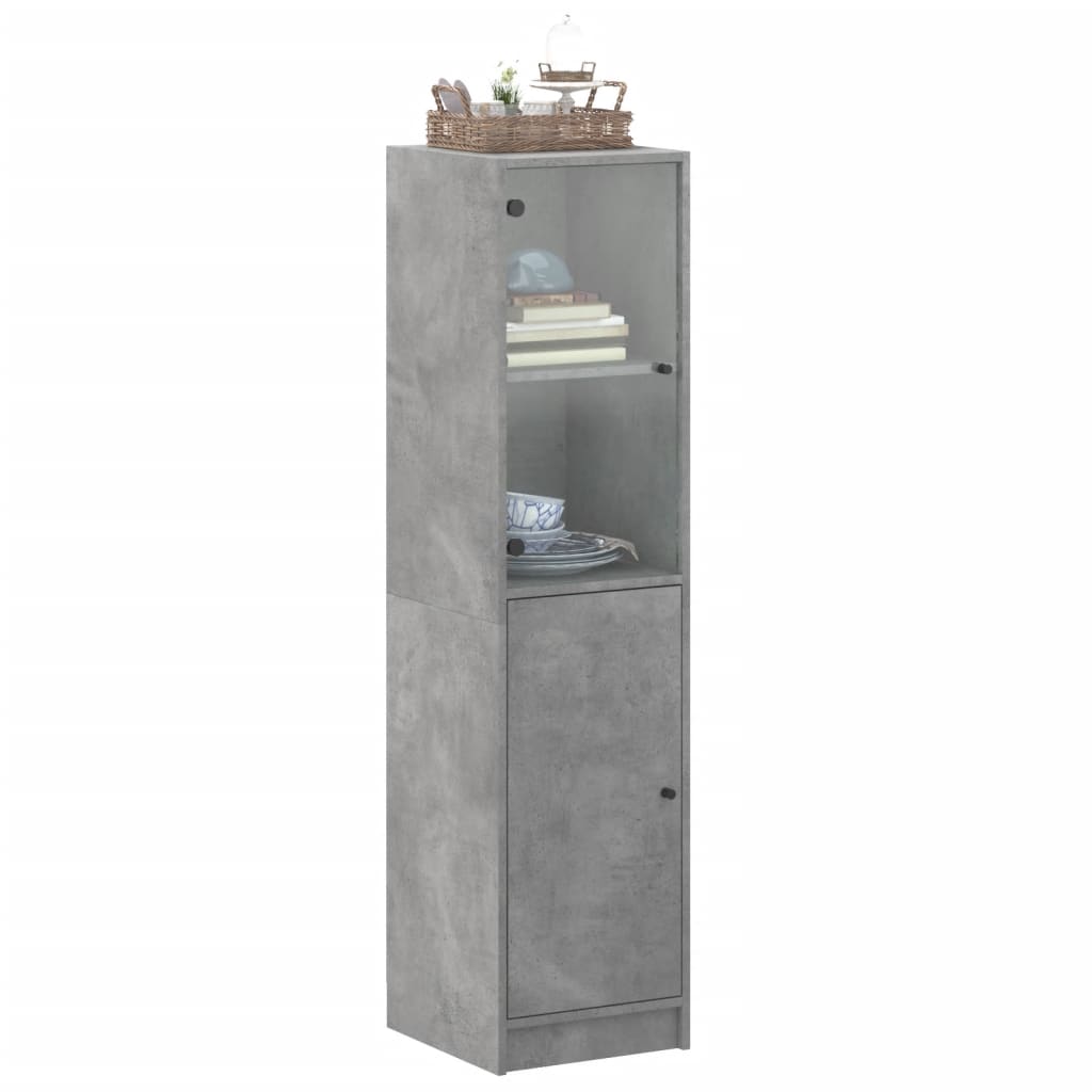 Visoka komoda sa staklenim vratima boja betona 35 x 37 x 142 cm