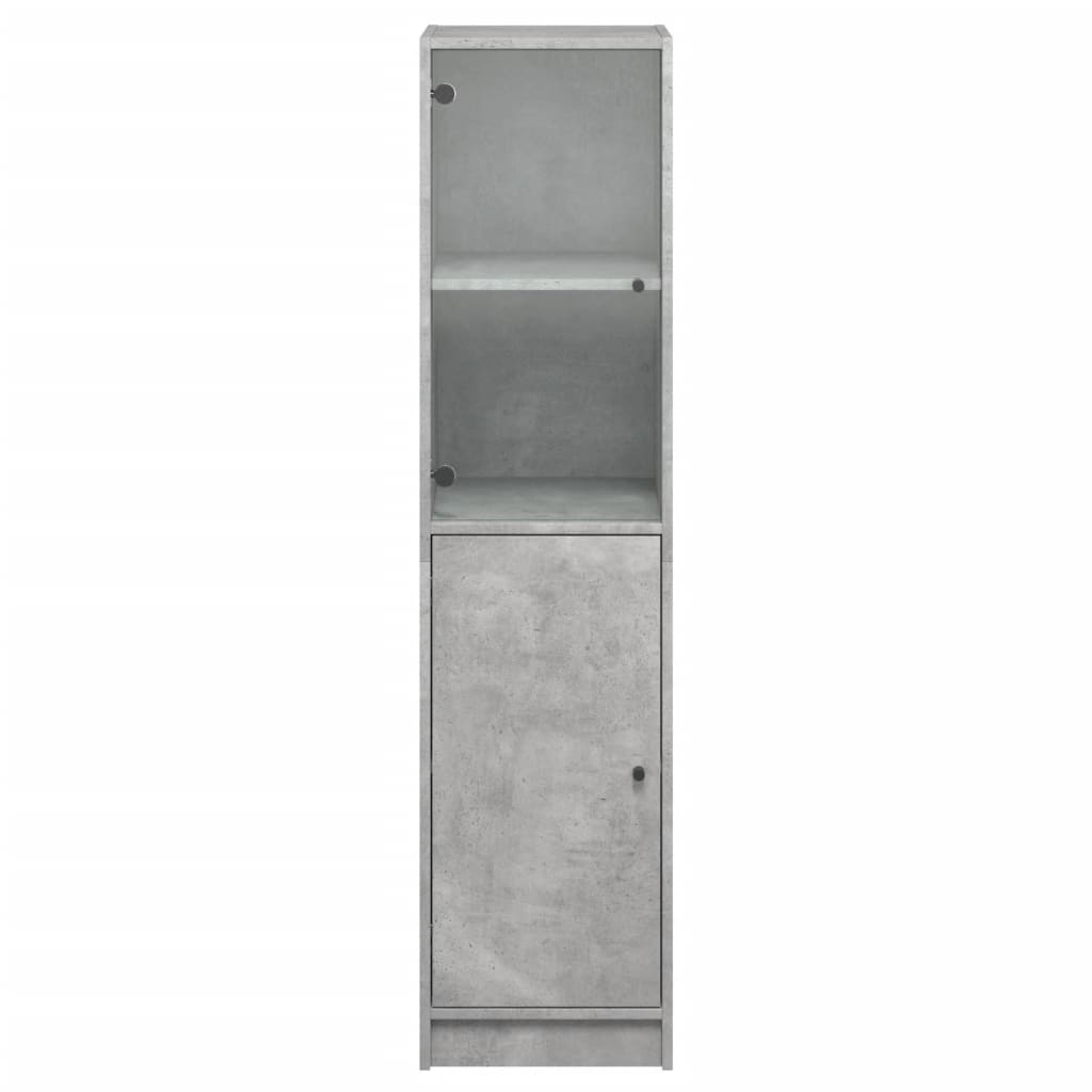 Visoka komoda sa staklenim vratima boja betona 35 x 37 x 142 cm