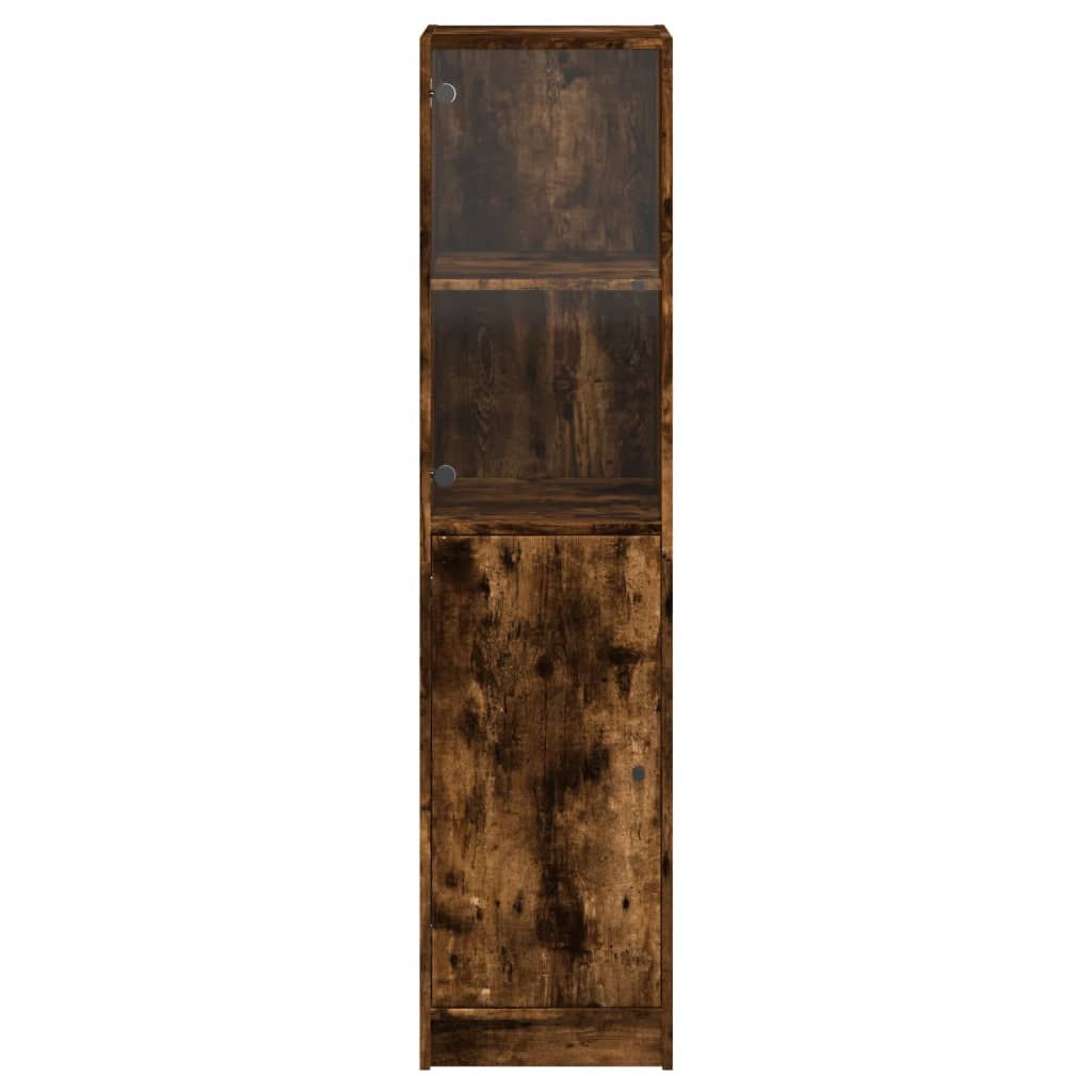 Visoka komoda sa staklenim vratima boja hrasta 35 x 37 x 142 cm