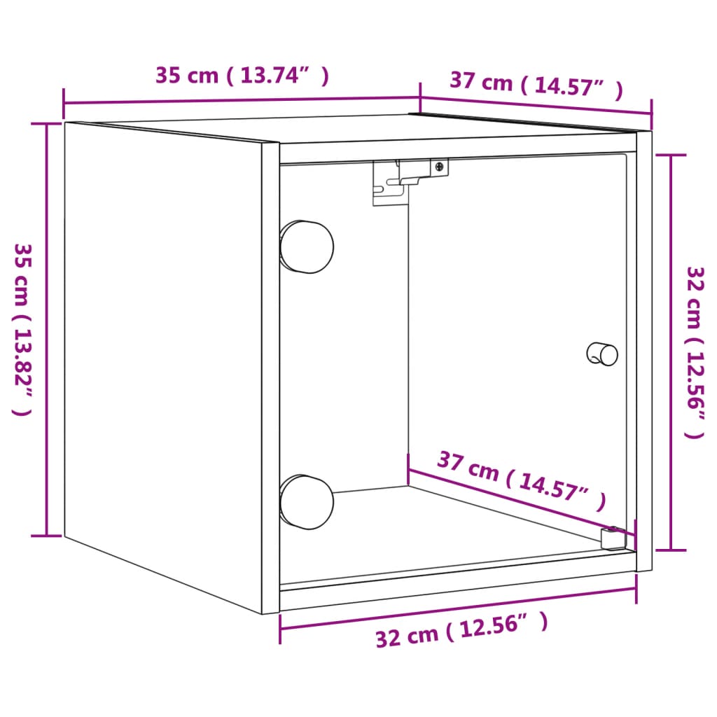 Noćni ormarići sa staklenim vratima 2 kom bijeli 35x37x35 cm