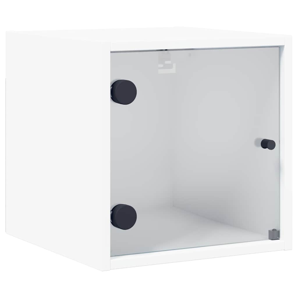 Noćni ormarići sa staklenim vratima 2 kom bijeli 35x37x35 cm