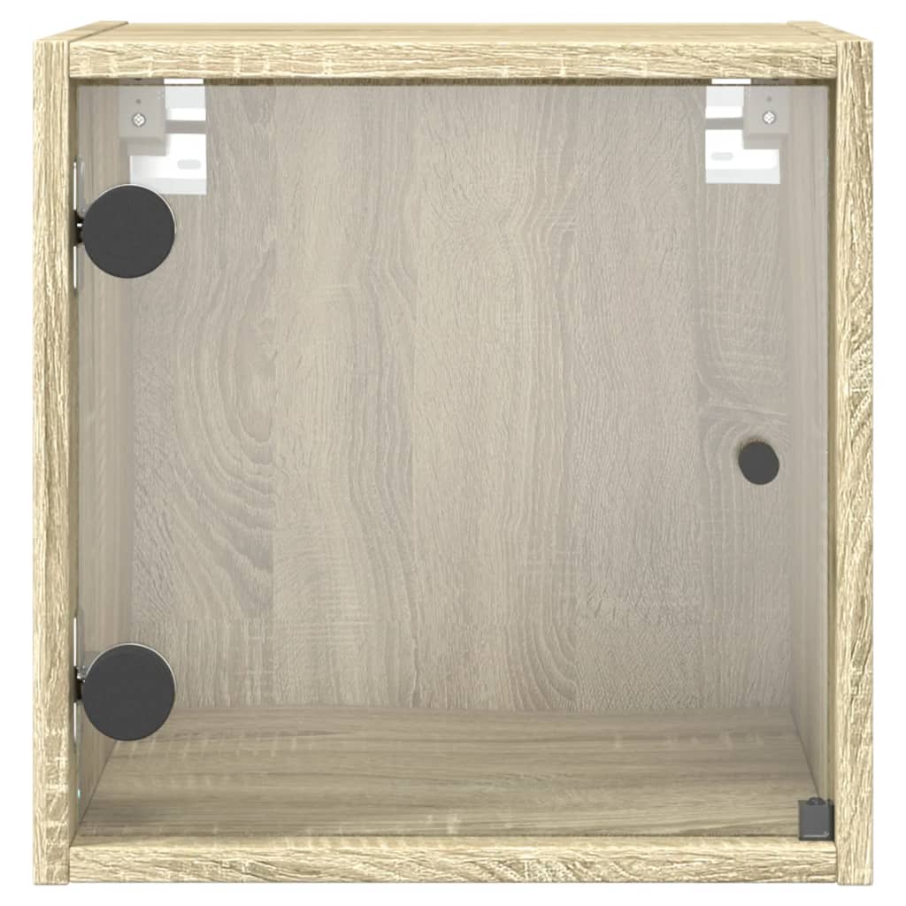 Noćni ormarić sa staklenim vratima boja hrasta 35 x 37 x 35 cm