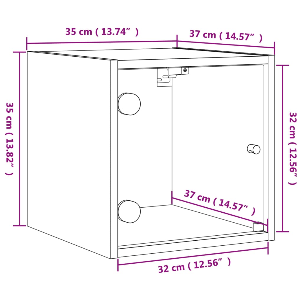 Noćni ormarići staklena vrata 2 kom boja hrasta 35x37x35 cm