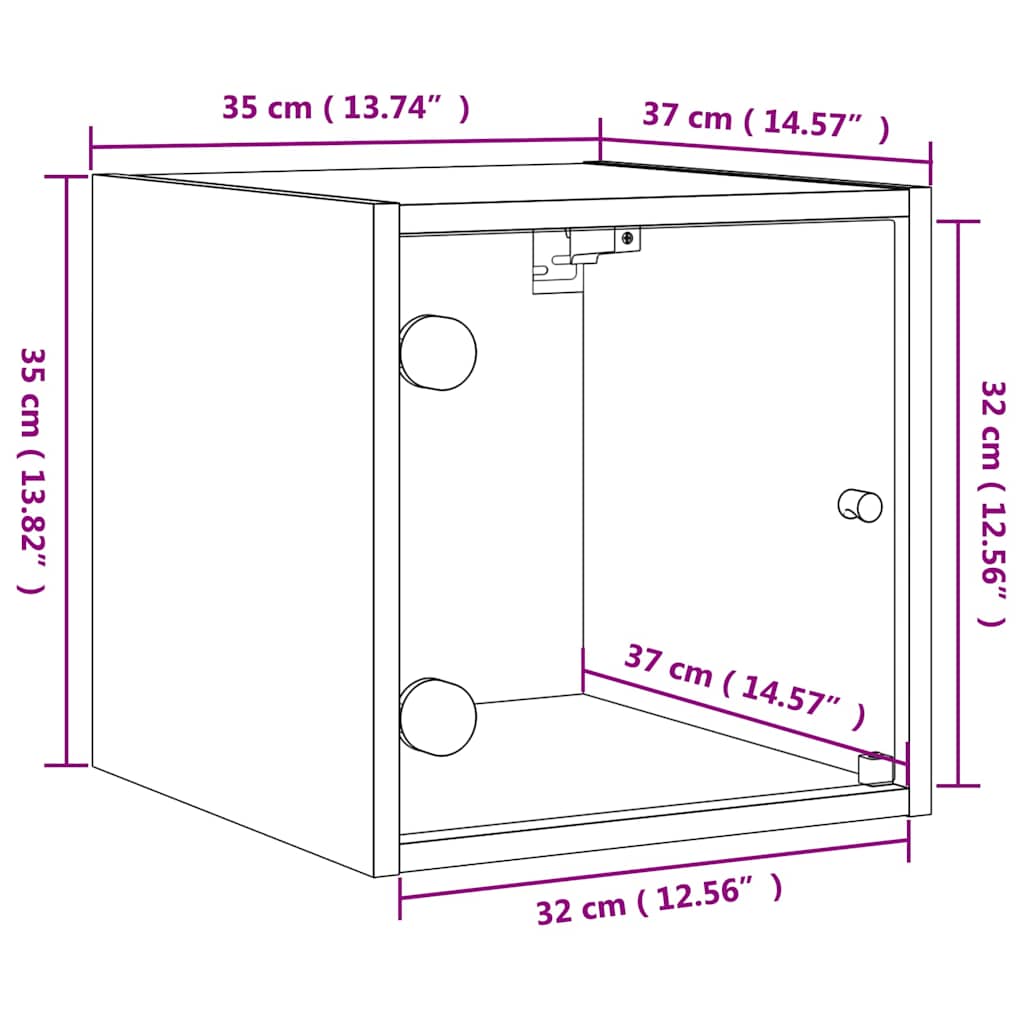 Noćni ormarići staklena vrata 2 kom boja hrasta 35x37x35 cm