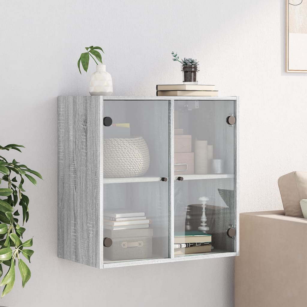 Zidni ormarić sa staklenim vratima boja hrasta 68x37x68,5 cm
