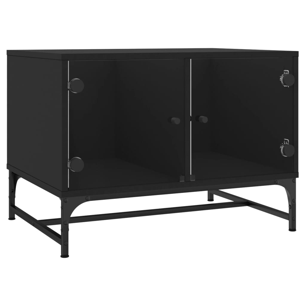 Stolić za kavu sa staklenim vratima crni 68,5 x 50 x 50 cm