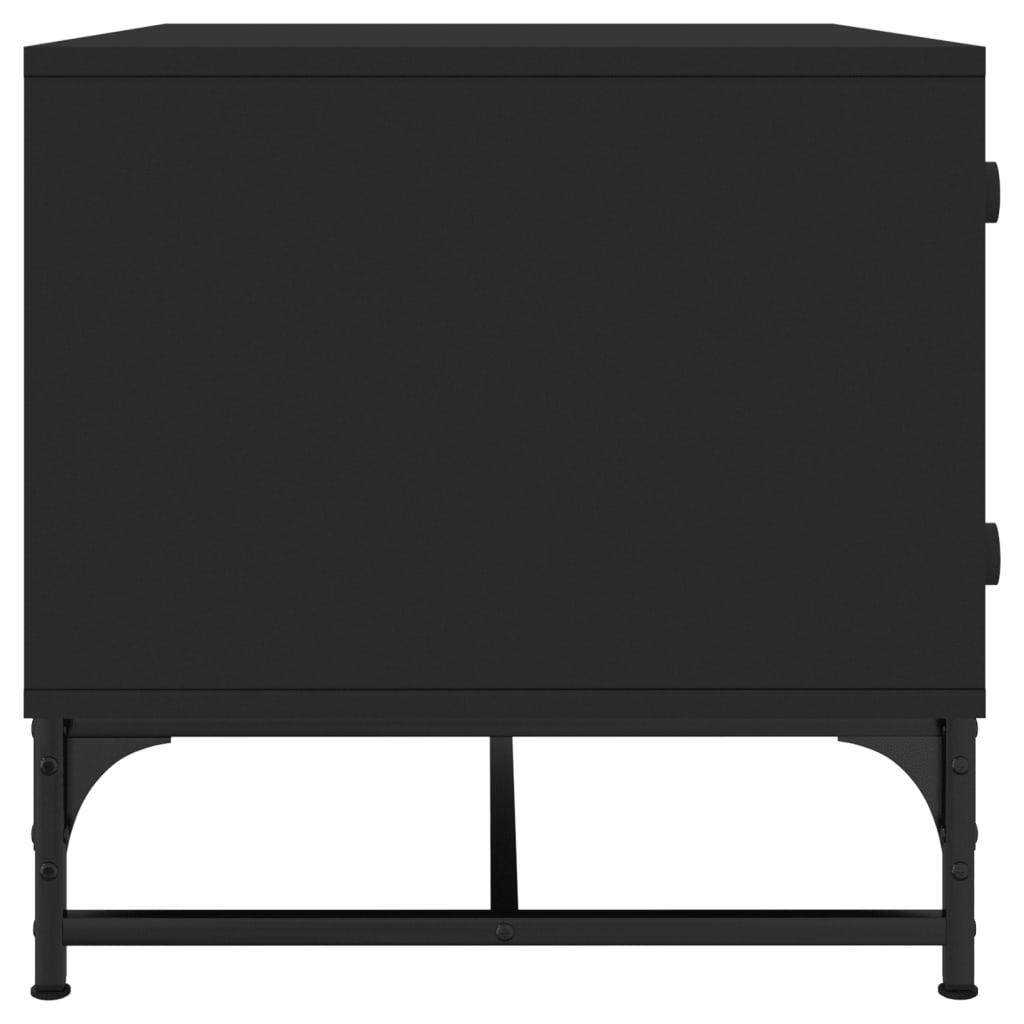 Stolić za kavu sa staklenim vratima crni 68,5 x 50 x 50 cm
