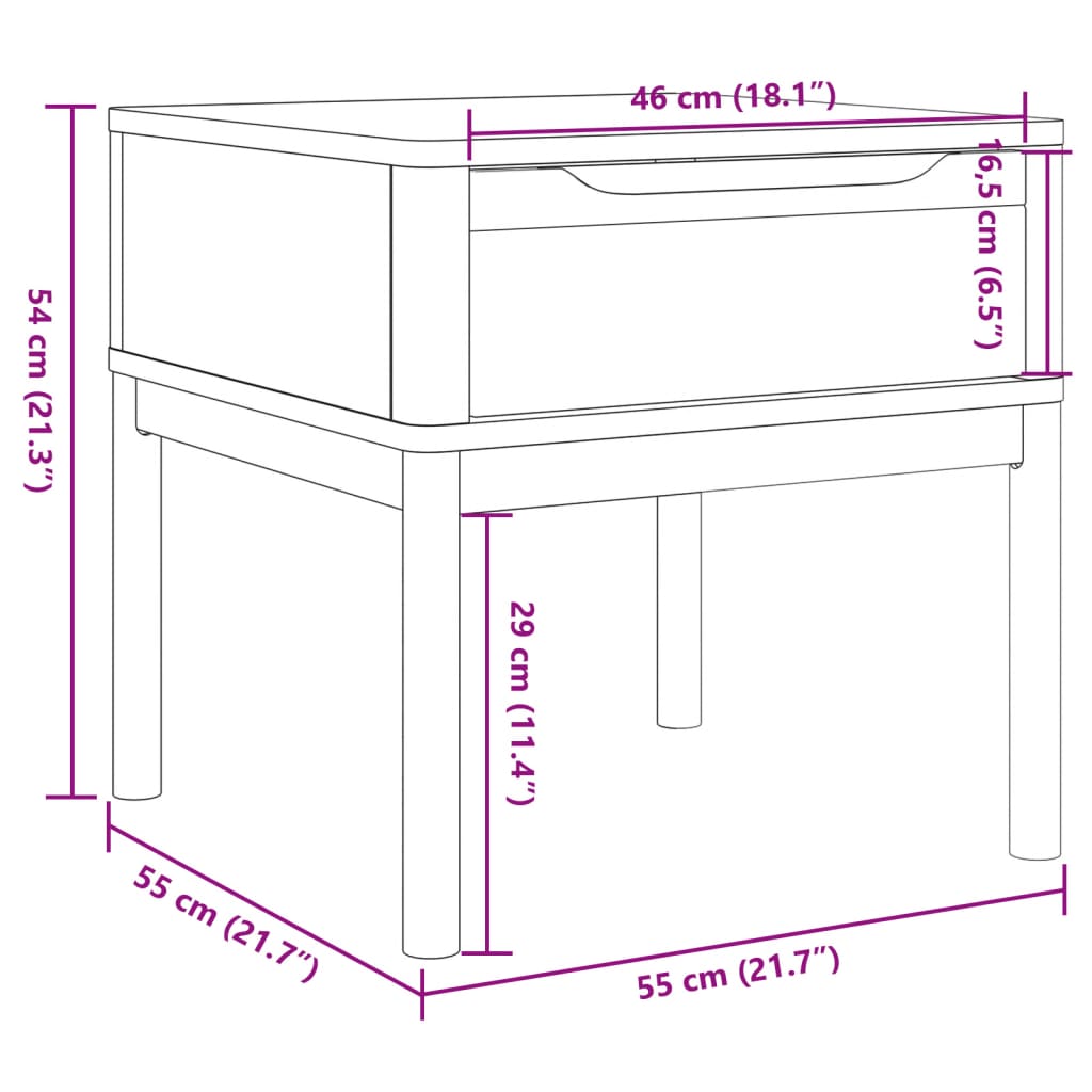 Stolić za lampu FLORO voštano smeđi 55 x 55 x 54 cm od borovine