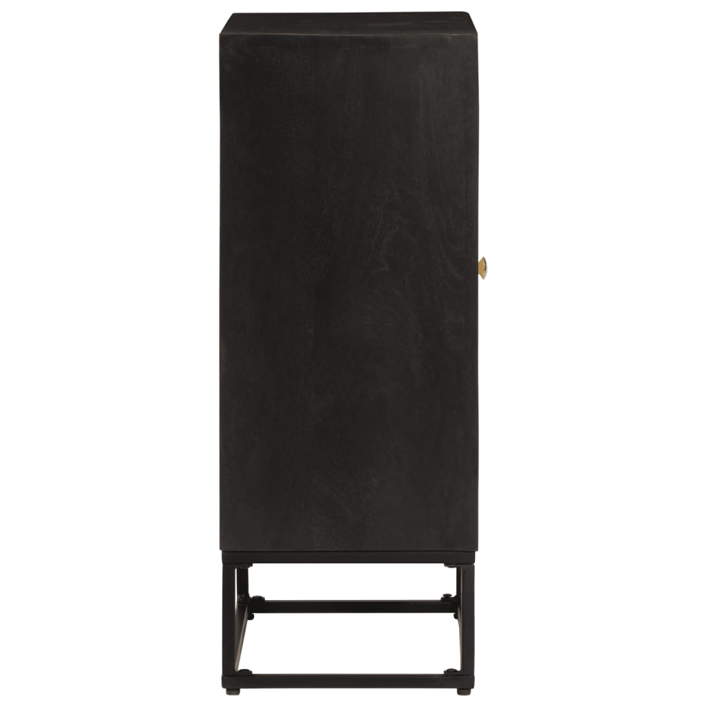 Komoda crna 55 x 30 x 76 cm od masivnog drva manga i željeza
