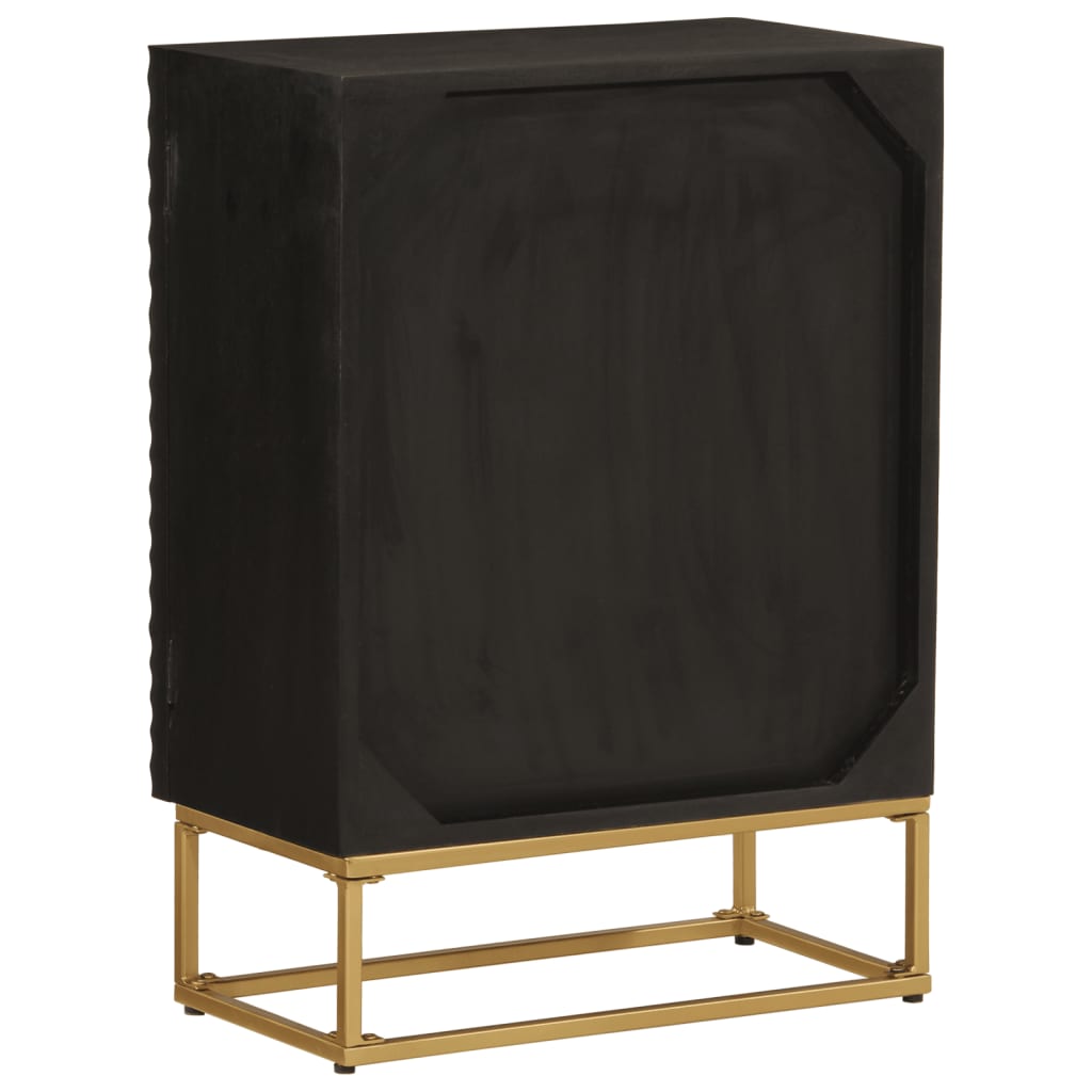 Komoda crna 55 x 30 x 76 cm od masivnog drva manga i željeza