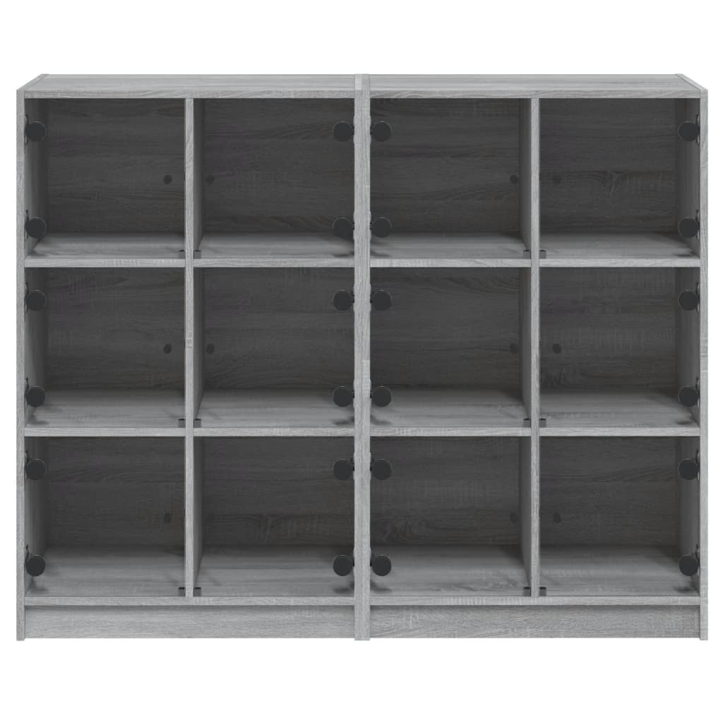 Regal za knjige s vratima siva boja hrasta 136x37x109 cm drveni