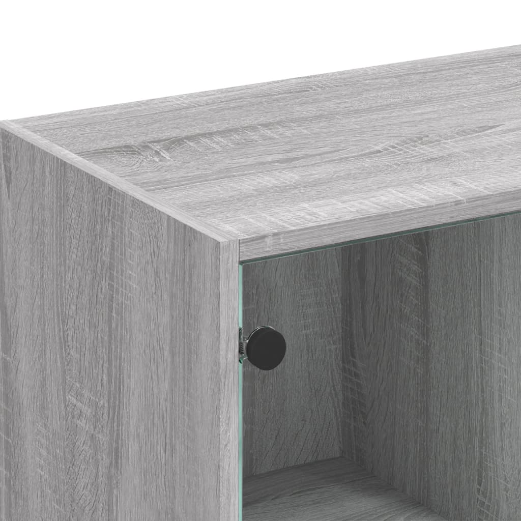Regal za knjige s vratima siva boja hrasta 136x37x109 cm drveni