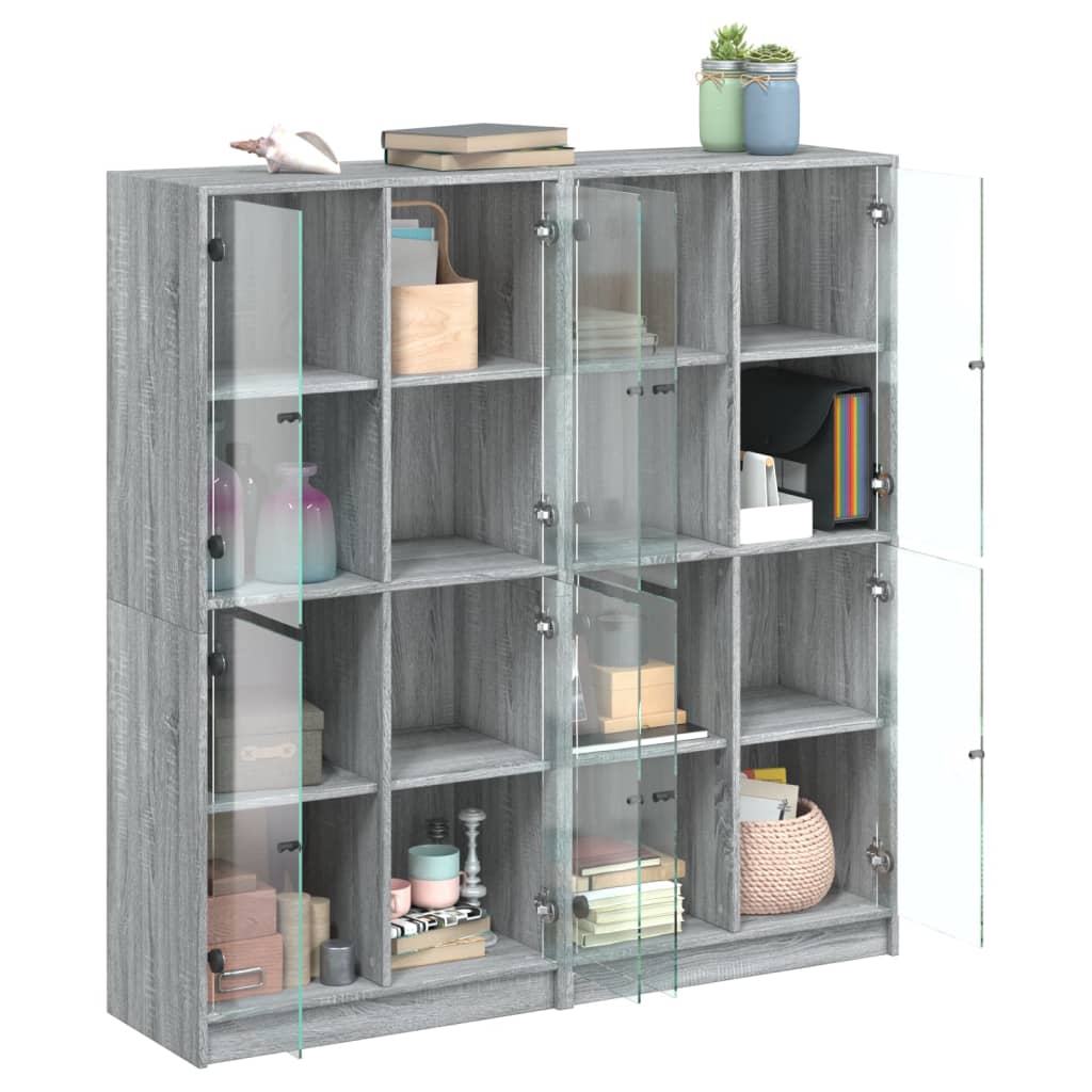 Regal za knjige s vratima boja hrasta 136x37x142 cm drveni