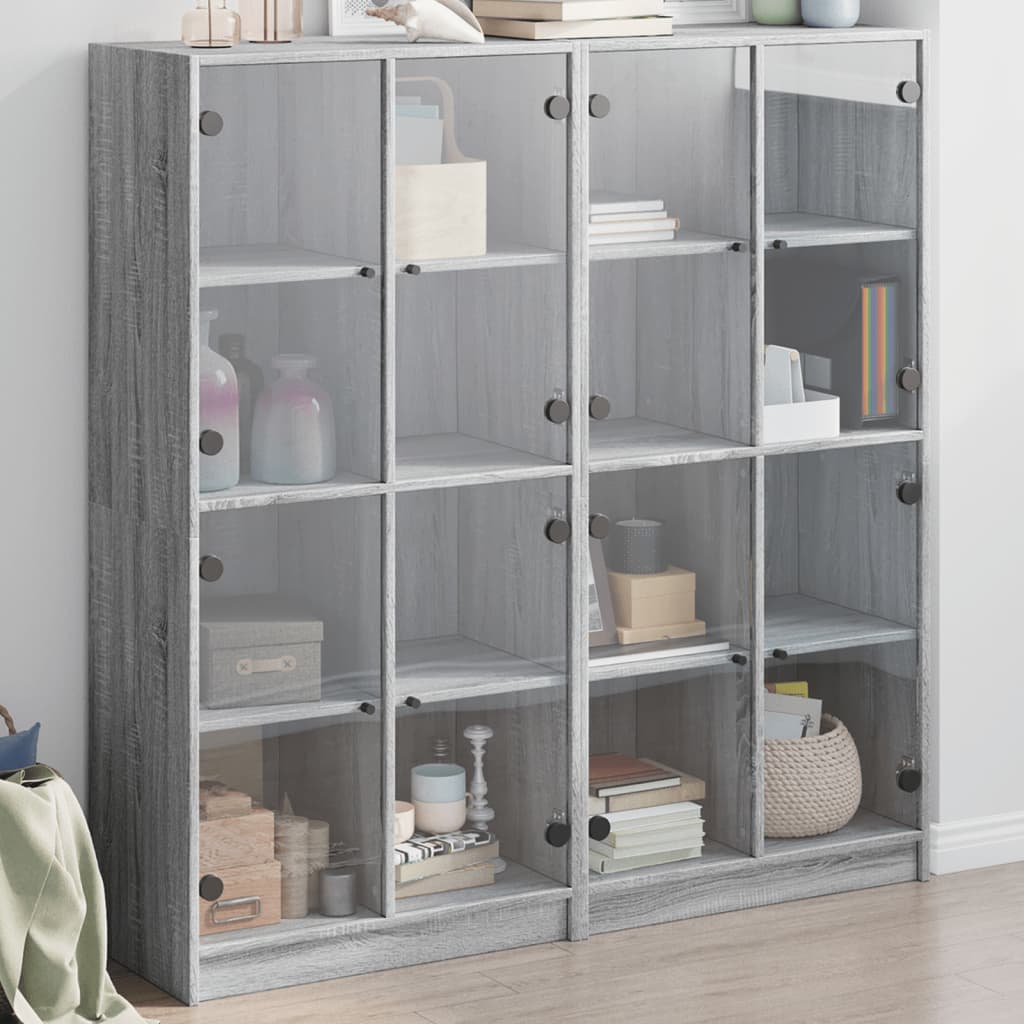 Regal za knjige s vratima boja hrasta 136x37x142 cm drveni
