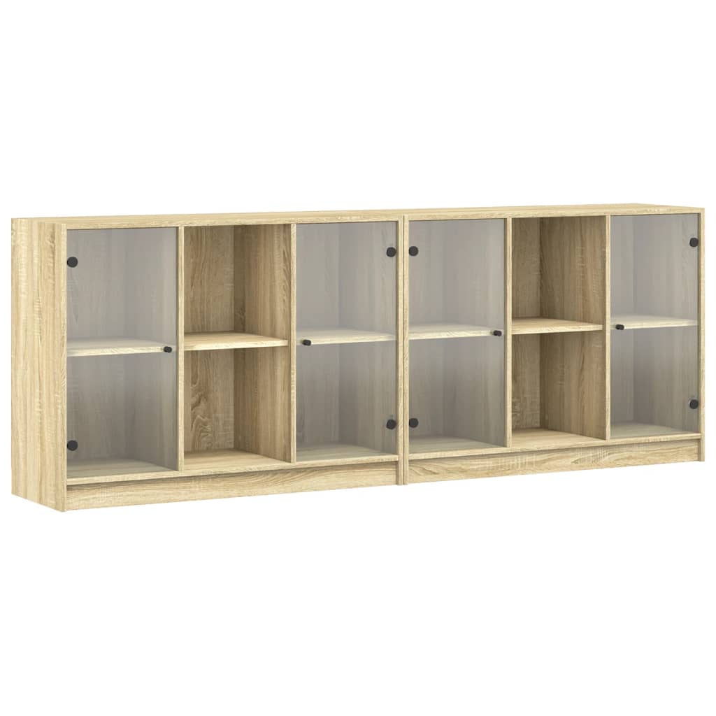 Regal za knjige s vratima boja hrasta 204 x 37 x 75 cm drveni